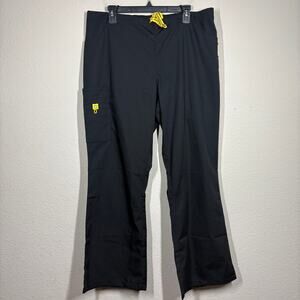 WonderWink Womens XL Scrubs Pants Black Cotton Blend Bottoms Drawstring